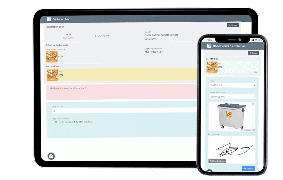 Teamoty recycle, Zusammenarbeit mit den Akteuren, um Bauabfälle zu sortieren